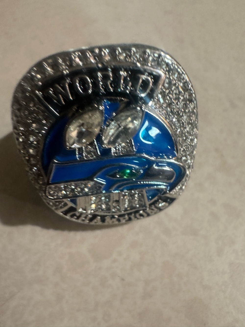 Seattle Seahawks World Champions Replica Ring - Blue & Silver